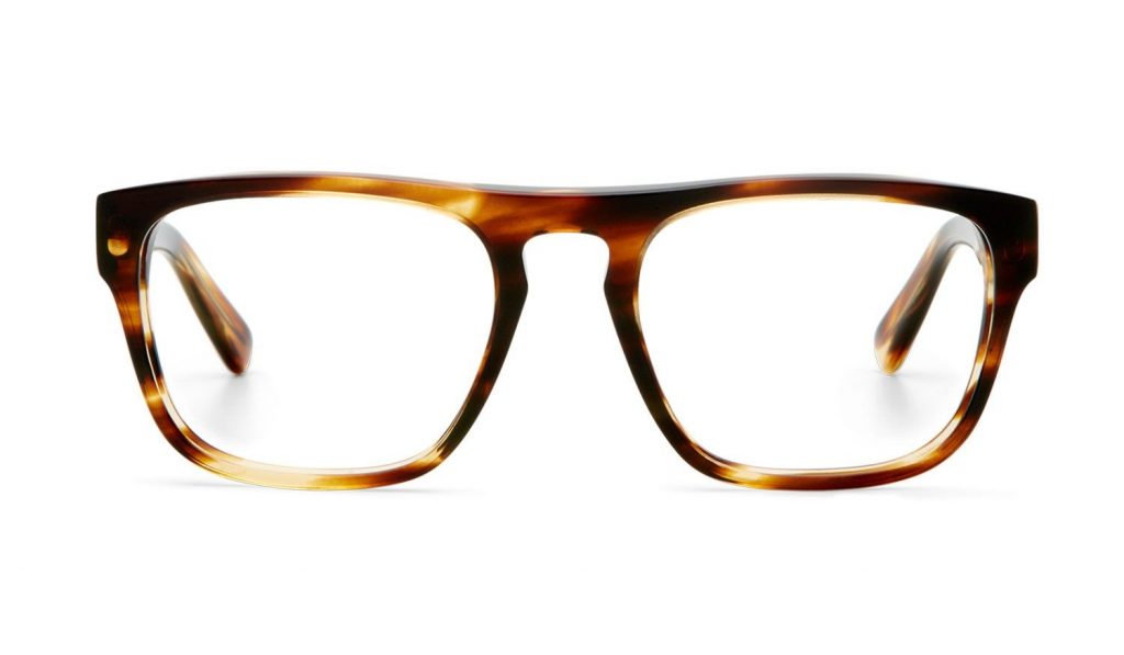 Eckige Brille aus braunem Acetat von VIU Eyewear passt perfekt zu runden Gesichtern