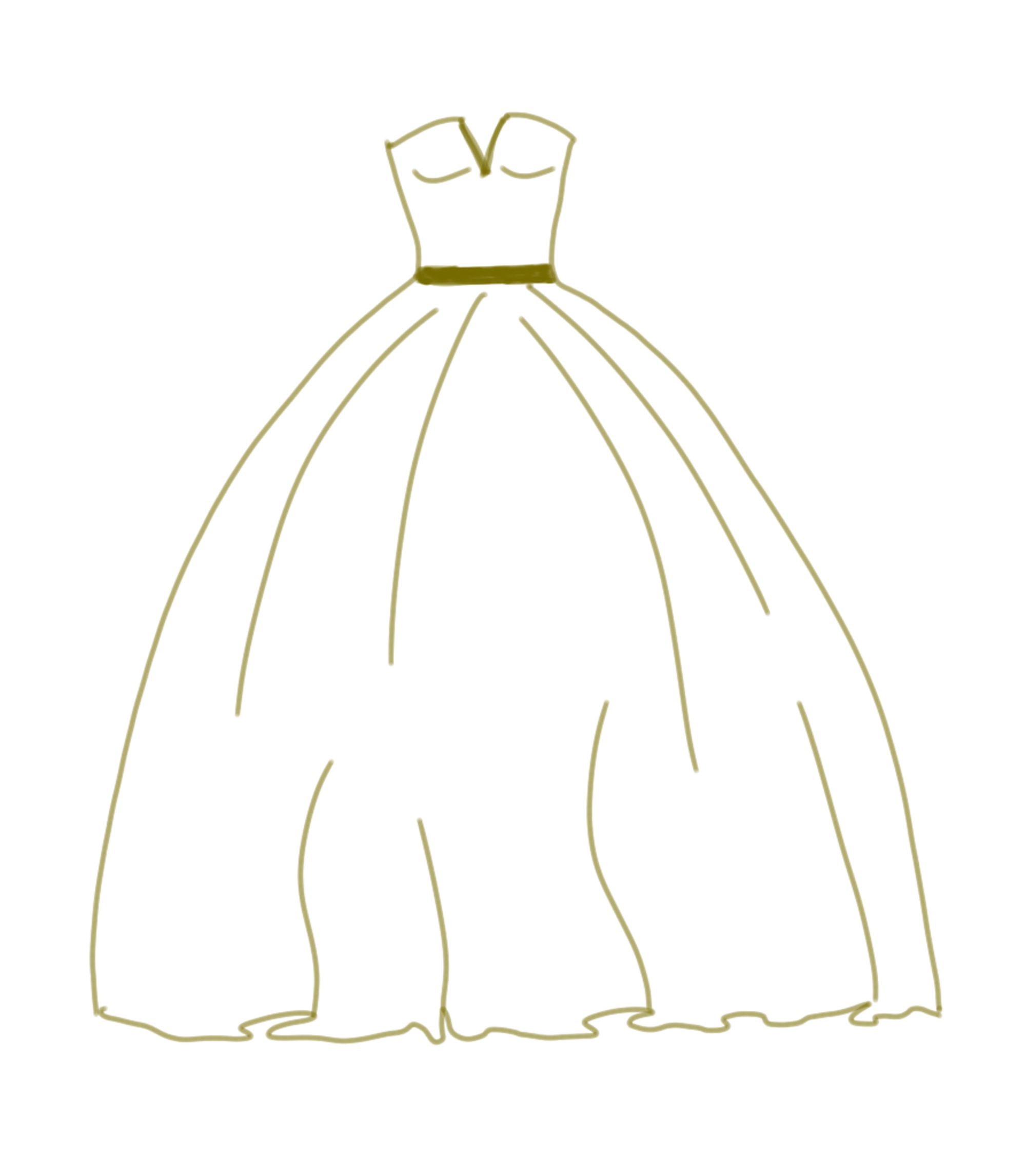 Schnitt Brautkleid Zeichnung im Prinzessinnen Stil Duchesse